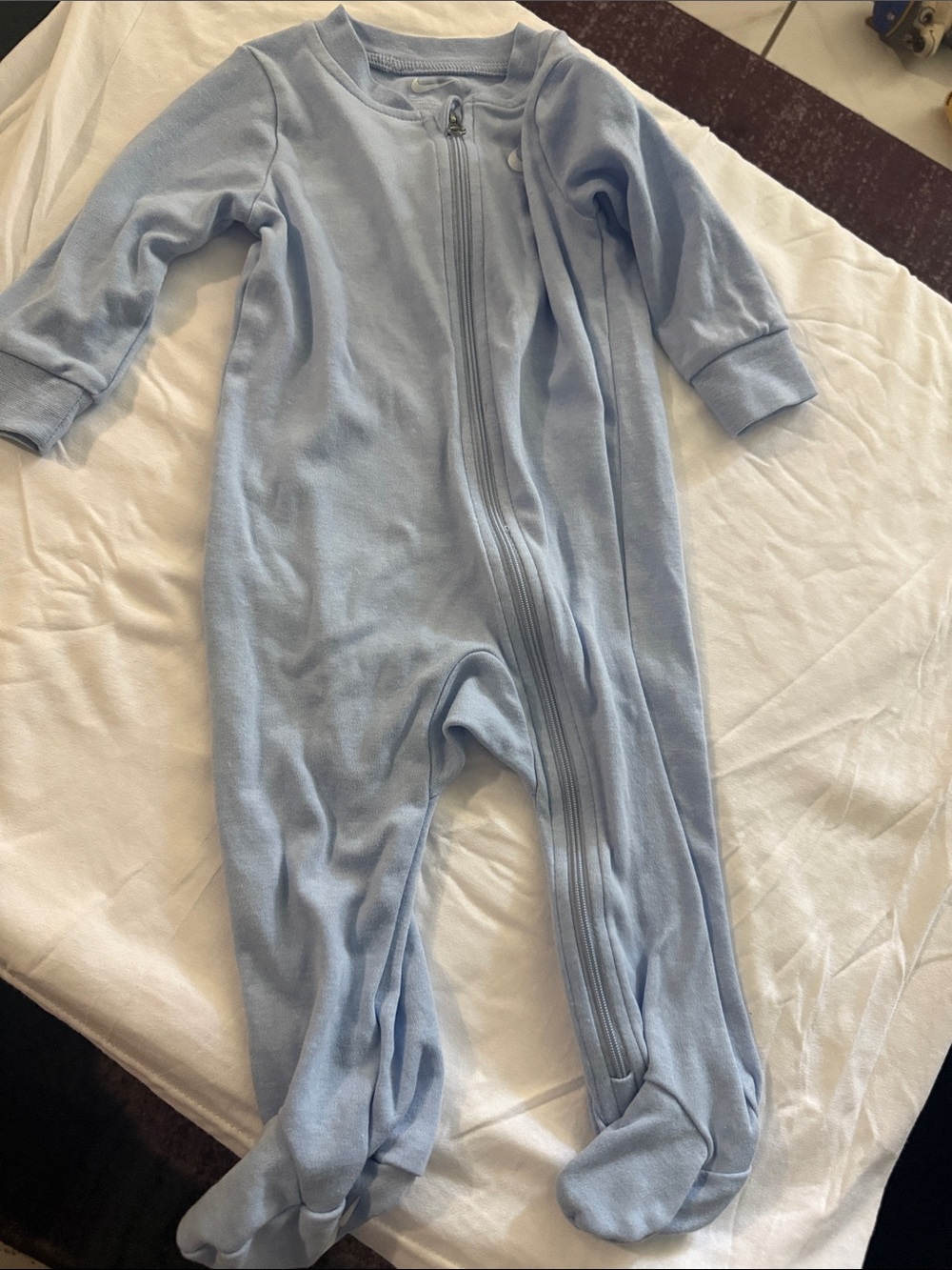 Nike Light Blue Zip-Up Footed One-Piece